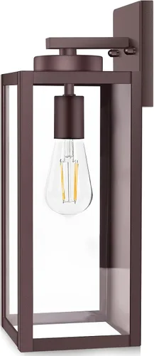 Miniatura 14 de BesLowe Paquete de 2 faroles de pared para exteriores del anochecer al amanecer, negro mate, apliques exteriores impermeables con vidrio