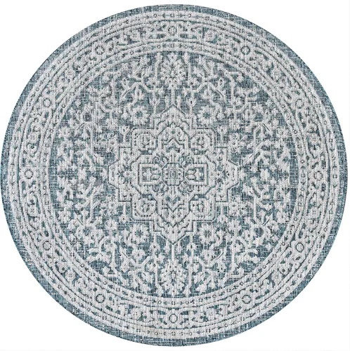 Miniatura 86 de Eyely BMS101D-28 - Alfombra de pasillo con textura de medallón de Santa Mónica Slesi, para interiores y exteriores, estilo costero, bohemio, Gris