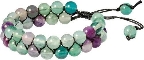 Miniatura 2 de TUMBEELLUWA Pulsera de cuentas de piedra de 0.315in de doble capa ajustable de meditación de poder de curación de pulseras de cristal