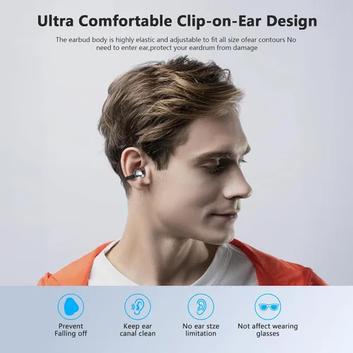 Miniatura 6 de Auriculares ultra abiertos Bluetooth 5.4 inalámbricos con clip con pantalla digital, estuche de carga de 40 horas de reproducción, auriculares
