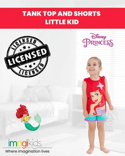 Miniatura 4 de Conjunto de camiseta de tirantes y pantalones cortos de rizo francés con dobladillo de delfín de Disney Junior para bebés hasta niños grandes