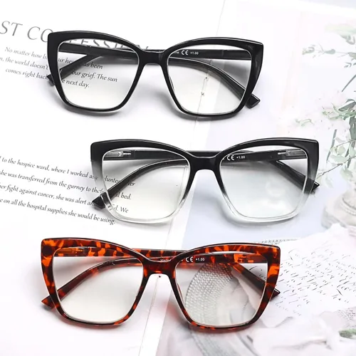 Miniatura 5 de NORPERWIS Gafas de lectura para mujer, bisagra de primavera, lentes de gran tamaño para mujer