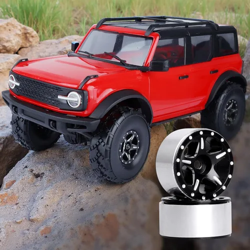 Miniatura 6 de Ruedas Micro 1.0 Beadlock con tuercas de seguridad para actualizaciones mecanizadas CNC de aluminio SCX24 1/24 (paquete de 4) (tipo 2)