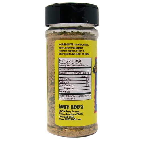 Miniatura 3 de Andy Roo's Condimento criollo de arroz sucio cajún sin sal, coctelera de 4 onzas