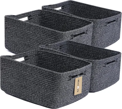 Miniatura 31 de MiniArk Cestas grandes de almacenamiento para estantes, organizadores de armario, para ropa, manta, toallas, guardería, caja de juguetes, cestas