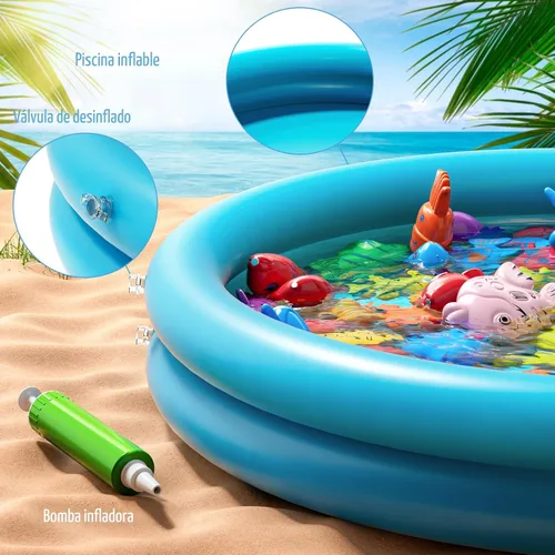 Miniatura 5 de NIPLOOOW Juegos de Pesca para Piscina, Juguetes de Mesa de Agua y Bañera con Vara de Piscina Inflable, Red de Plástico y Pescado Flotante, Regalos