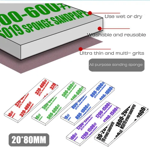 Miniatura 9 de Hobby Model Craft Tools - Esponja de lijado multiusos tipo 50 piezas (grano 320-400 # 500-600 # 800-1000 # 1200-1500 # 1800-2000)