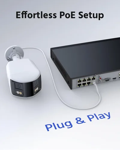 Miniatura 8 de ANNKE Sistema de cámara de seguridad PoE 4K con lente dual, vista panorámica de 180°, NVR H.265+ de 12MP con disco duro de 2 TB, 4 cámaras IP