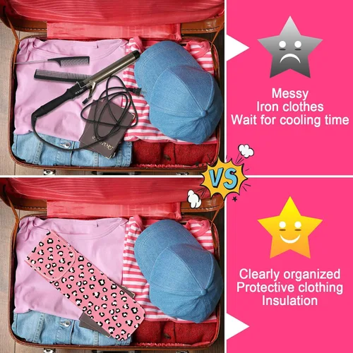 Miniatura 6 de Shappy 2 Piezas Funda de Viaje para Rizador Resistente al Calor Funda Porta Plancha Plana Manga de Neopreno Porta Alisador y Bolsa Plana