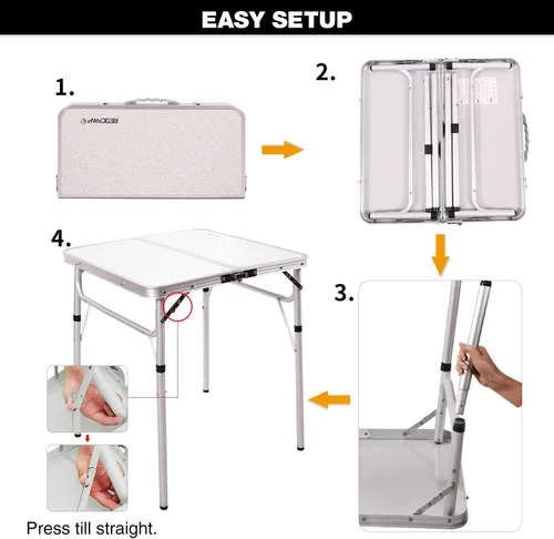 Miniatura 7 de REDCAMP Mesa plegable cuadrada pequeña de 2 pies, mesa de campamento portátil de aluminio de altura ajustable ligera para picnic, playa, al aire
