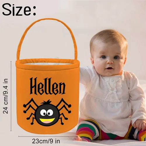 Miniatura 2 de STREADVE Cesta de Halloween para gatos, cubo con nombre personalizado, bolsas de truco o trato, regalo para niños, bolsa de dulces personalizada