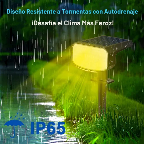 Miniatura 6 de JEJOT Luces solares para exteriores, impermeables, IP65, encendido/apagado automático, 2700 K, 2 modos de iluminación, LED súper brillante, luces