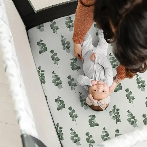 Miniatura 5 de Pack n Play Sheets, BROLEX 2 Pack Mini Crib Sheets,Stretchy Portable Fitted Playard Sheet Set, Convertible Playard Mattress Cover,Ultra Soft