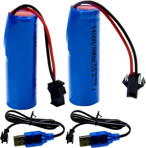 Miniatura 7 de Blomiky Paquete de 2 baterías recargables de iones de litio de 3.7 V 500 mAh, enchufe SM 2P con cable USB para auto de acrobacias RC de doble cara