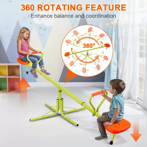 Miniatura 3 de Balancín para niños, Teeter Totter con rotación de 360 grados, equipo de parque infantil para exteriores, hogar, juego de juguetes para niños
