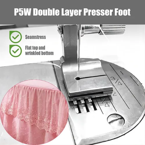 Miniatura 3 de 3PCS Recolección Plisado/Fruncido Presser Pie #P5 P50 P5W para Máquina de Coser Industrial JUKI Brother 3 piezas (P5 P50 P5W)