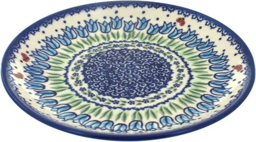 Miniatura 32 de Platos de postre amarillos Alyssa de cerámica polaca de Blue Rose - Diámetro de 7.5" - Hermoso plato para pastel, aperitivos o bocadillos