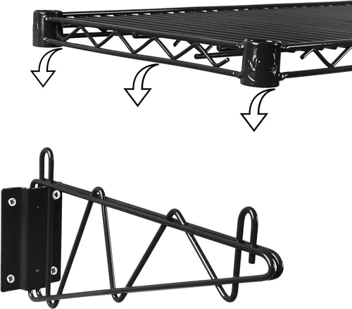 Miniatura 3 de Estante de alambre para montaje en pared (epoxi negro, 14 pulgadas de profundidad x 24 pulgadas de ancho)