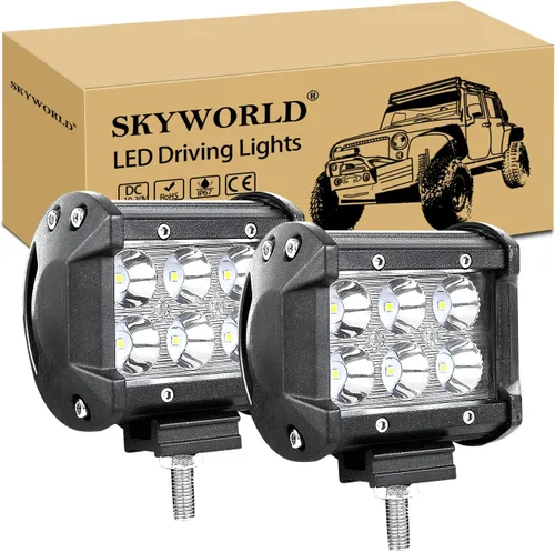 Miniatura 13 de SKYWORLD 2 unidades de 4 pulgadas 18 W de inundación LED de conducción todoterreno, luces antiniebla, iluminación de barco, luz de trabajo LED