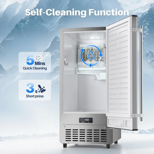 Miniatura 7 de Coolake - Máquina de hielo de 15 pulgadas de ancho para debajo de la encimera, máquina de hielo independiente incorporada de 80 libras/día