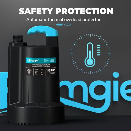 Miniatura 2 de Bomba de agua automática, bomba de sumidero de 2250 GPH, sumergible para sótano, portátil, eléctrica, extracción de bomba de agua para drenaje