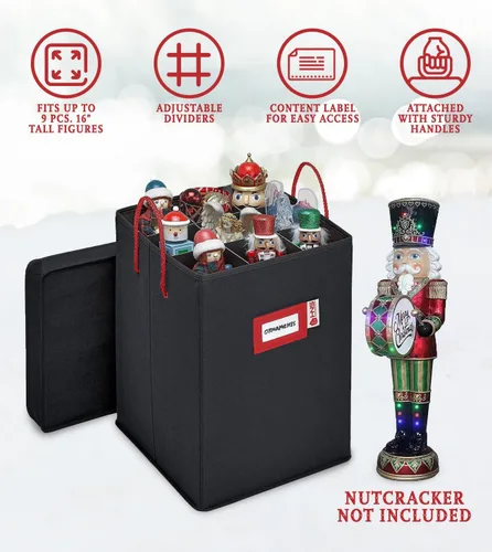 Miniatura 3 de Caja de almacenamiento coleccionable de cascanueces y figuras navideñas, almacena cascanueces de hasta 9 a 16 pulgadas de alto, adornos y más
