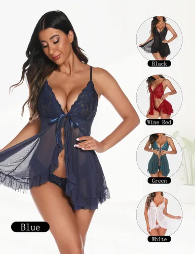 Miniatura 6 de Queenfox Lencería para mujer, camisón de encaje sexy para mujer