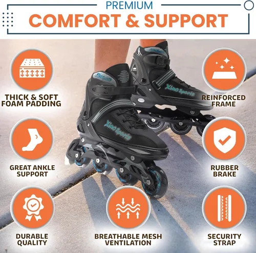 Miniatura 3 de XINO SPORTS Combo 2 en 1, Patines para niños Patines en línea - Patines intercambiables con luz LED para niños de 6 a 12 años, adolescentes y Gris