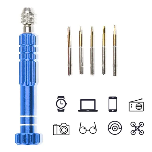 Miniatura 5 de Juego de destornilladores de precisión, mango de destornillador con kit de herramientas de apertura de reparación de 5 puntas para laptop, teléfono