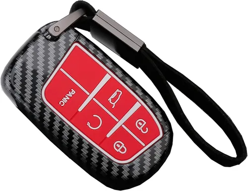 Miniatura 9 de Funda para llavero para Jeep Grand Cherokee Renegade Chrysler 200 300 Dodge RAM Durango Charger Challenger Journey Dart Fiat con 5 botones, estuche