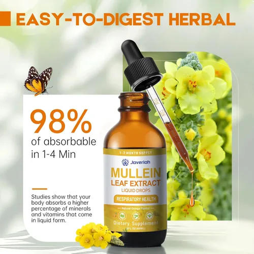 Miniatura 4 de Gotas de gordolobo para limpieza de pulmones - Cordyceps, raíz de malvavisco y extracto de raíz de regaliz, suplemento herbal respiratorio