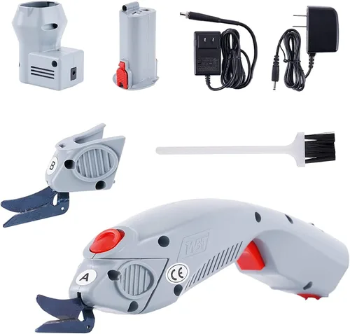 MXBAOHENG Wbt-1 Tijeras eléctricas de tela inalámbricas, cortador de tela recargable para alfombra/cuero/goma/cartón (1 batería y hoja AB)