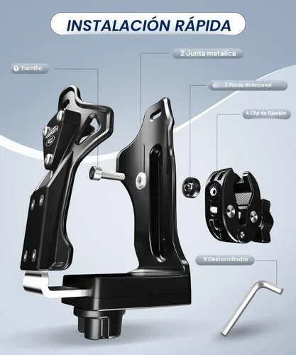 Miniatura 8 de FODSPORTS Portavasos para motocicleta, ATV, soporte mejorado para bebidas de motocicleta con abrazadera de metal de 0.5 a 1.57 pulgadas, soporte