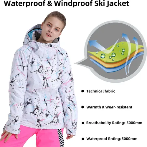 Miniatura 4 de GSOU SNOW Women's Ski Jackets and Pants Set Snowboarding Snowsuit Waterproof Windproof
