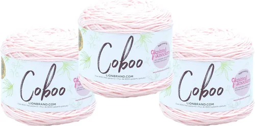 Miniatura 35 de Lion Brand Yarn Coboo, hilo suave para tejer, hacer ganchillo y manualidades, Vanilla Blossom, paquete de 3 Flor de vainilla