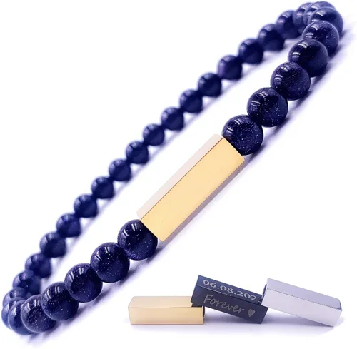 Miniatura 42 de Pulseras de cuentas personalizadas, Pulsera de piedras preciosas de 0.236 in, Pulsera grabada con láser, Pulsera de piedra natural, Pulseras unisex