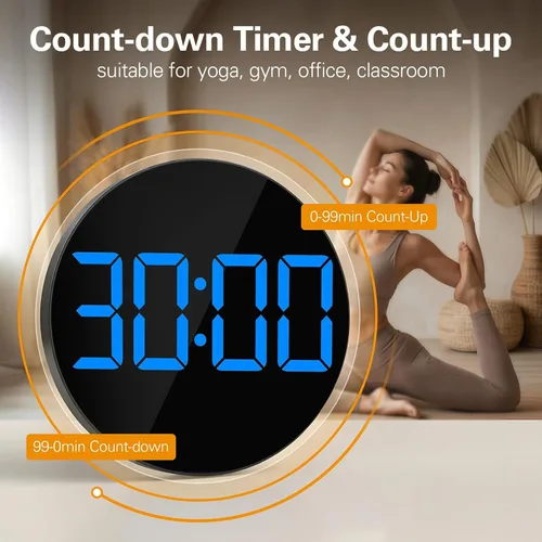 Miniatura 6 de JALL Reloj de pared digital grande de 8 pulgadas con pantalla LED, reloj de pared con temperatura, DST automático, temporizador de cuenta regresiva