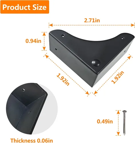 Miniatura 2 de Protector de esquina de caja de metal, 4 piezas de protector de esquina para escritorio, caja de escritorio, protector decorativo de seguridad