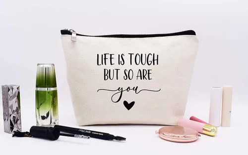 Miniatura 6 de LIBIHUA Bolsa de maquillaje para mujer, bolsa de cosméticos regalos para ella, bolsa de viaje femenina, Beige