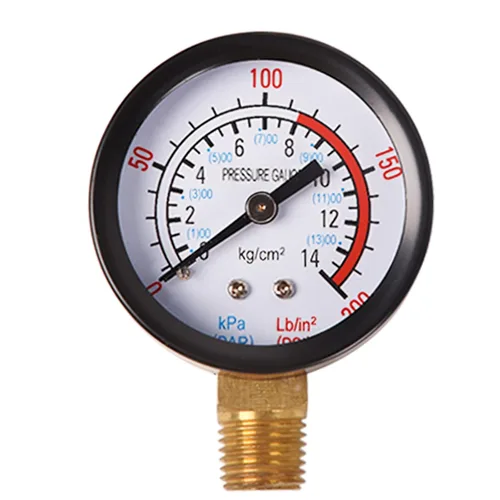 Medidor de prueba de presión de agua de 2 pulgadas, medidor de presión de 0-200 PSI, rosca NPT de 1/4 pulgadas, montaje inferior, para compresor de