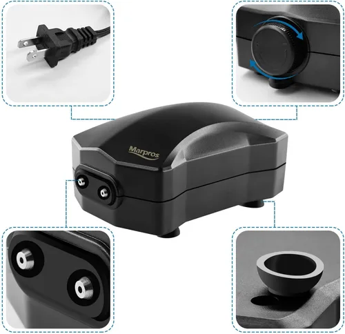 Miniatura 6 de Aquarium Air Pump Single Outlet/Dual Outlet Adjustable Aerator with Accessories for 10-100 Gallon Fish Tank