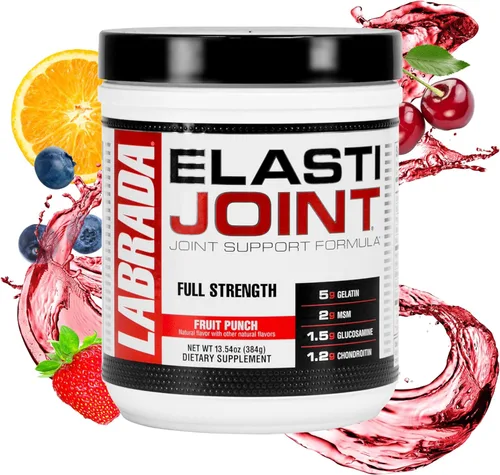 Labrada Elastijoint - Polvo de soporte para articulaciones, mezcla de bebida todo en uno con glucosamina condroitina, MSM y colágeno, ponche de