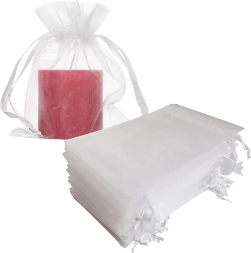 Miniatura 17 de 100 bolsas de organza con cordón de regalo para joyas, galletas, malla de tela transparente de 5 x 7 pulgadas, bolsa reciclable duradera para baby