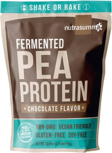 Nutrasumma Polvo de proteína de guisante, sabor a chocolate vegano, 100% a base de plantas, sin edulcorantes artificiales, sin OMG, sin gluten y sin