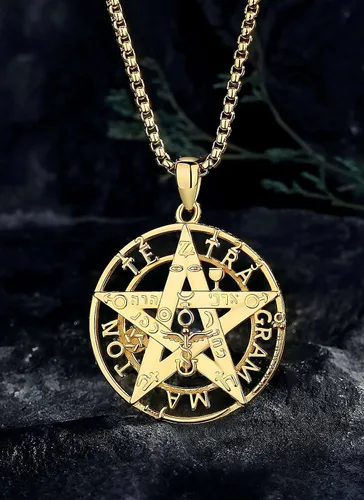 Miniatura 2 de CELESTIA Colgante de plata de ley 925, anillos de tetragrammaton, collar masónico, joyería de pentagrama para mujeres y hombres