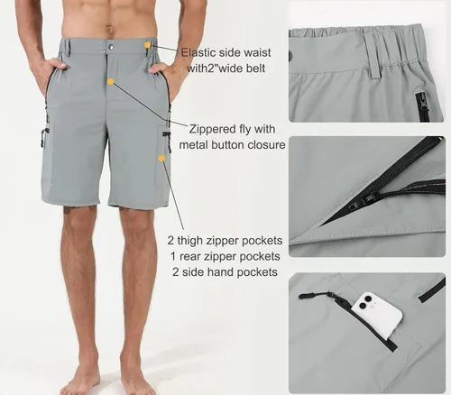 Miniatura 4 de Suwangi Pantalones cortos de senderismo para hombre, de secado rápido, atléticos, cortos, viajes, pesca, golf, tácticos, para hombres con múltiples