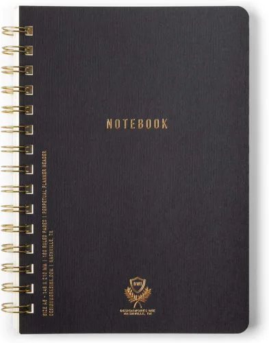 Miniatura 8 de DesignWorks Ink Cuaderno de papel texturizado de doble alambre, planificador diario y diario de escritura de tapa suave, 160 páginas perforadas a