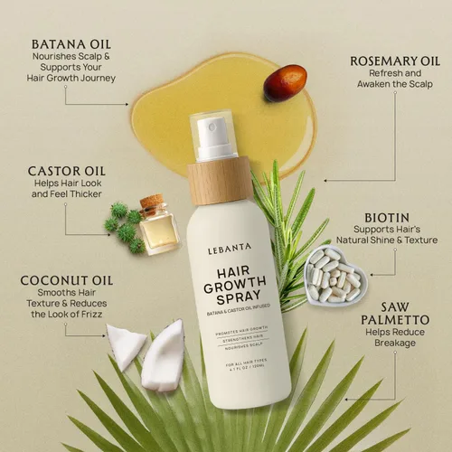 Miniatura 5 de Lebanta Spray de Aceite para el Crecimiento del Cabello - Ingredientes 100% Puros Para Cabello No Graso, Más Grueso y Más Fuerte - Batana Orgánica