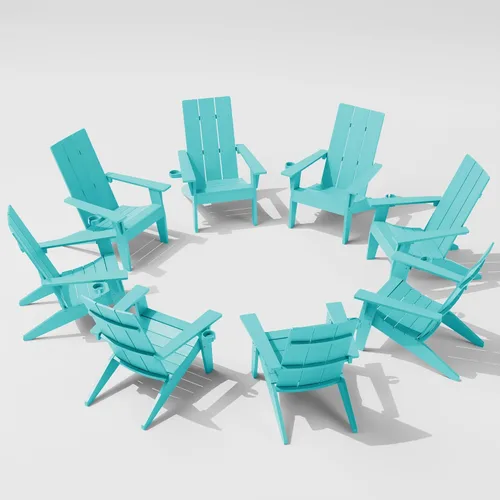 Miniatura 22 de MXIMU Silla Adirondack moderna resistente a la intemperie con portavasos, sillas de gran tamaño para hogueras Adorondic de plástico al aire libre