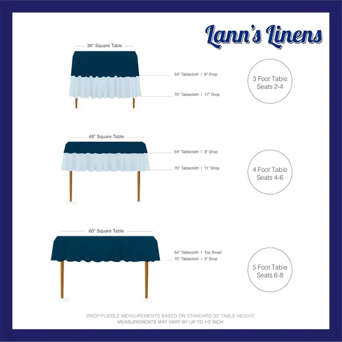 Miniatura 6 de Lann's Linens - Mantel cuadrado premium de 70 pulgadas para bodas/banquetes/restaurantes - Mantel de tela de poliéster - Blanco